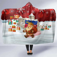 Liechtenstein Christmas Hooded Blanket with Santa Claus Castle Snowflakes and National Flag - Wonder Print Shop
