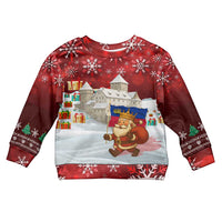 Liechtenstein Christmas Kid Ugly Christmas Sweater with Santa Claus Castle Snowflakes and National Flag - Wonder Print Shop