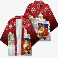 Liechtenstein Christmas Kimono with Santa Claus Castle Snowflakes and National Flag - Wonder Print Shop