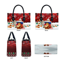 Liechtenstein Christmas Leather Bag with Santa Claus Castle Snowflakes and National Flag - Wonder Print Shop