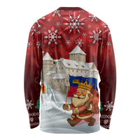 Liechtenstein Christmas Long Sleeve Shirt with Santa Claus Castle Snowflakes and National Flag - Wonder Print Shop