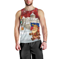 Liechtenstein Christmas Men Tank Top with Santa Claus Castle Snowflakes and National Flag - Wonder Print Shop