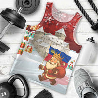 Liechtenstein Christmas Men Tank Top with Santa Claus Castle Snowflakes and National Flag - Wonder Print Shop