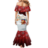 Liechtenstein Christmas Mermaid Dress with Santa Claus Castle Snowflakes and National Flag - Wonder Print Shop