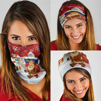 Liechtenstein Christmas Neck Gaiter with Santa Claus Castle Snowflakes and National Flag - Wonder Print Shop