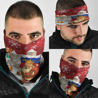 Liechtenstein Christmas Neck Gaiter with Santa Claus Castle Snowflakes and National Flag - Wonder Print Shop