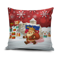 Liechtenstein Christmas Pillow Cover with Santa Claus Castle Snowflakes and National Flag - Wonder Print Shop