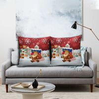 Liechtenstein Christmas Pillow Cover with Santa Claus Castle Snowflakes and National Flag - Wonder Print Shop