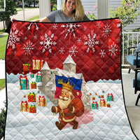 Liechtenstein Christmas Quilt with Santa Claus Castle Snowflakes and National Flag - Wonder Print Shop