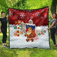 Liechtenstein Christmas Quilt with Santa Claus Castle Snowflakes and National Flag - Wonder Print Shop