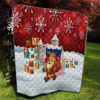 Liechtenstein Christmas Quilt with Santa Claus Castle Snowflakes and National Flag - Wonder Print Shop