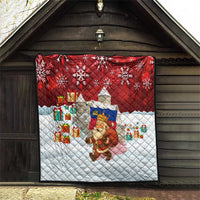 Liechtenstein Christmas Quilt with Santa Claus Castle Snowflakes and National Flag - Wonder Print Shop