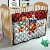 Liechtenstein Christmas Quilt with Santa Claus Castle Snowflakes and National Flag - Wonder Print Shop