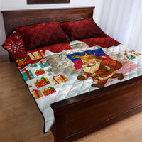 Liechtenstein Christmas Quilt Bed Set with Santa Claus Castle Snowflakes and National Flag - Wonder Print Shop