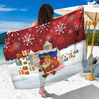 Liechtenstein Christmas Sarong with Santa Claus Castle Snowflakes and National Flag - Wonder Print Shop