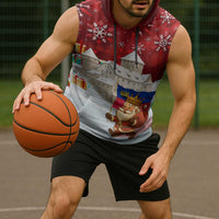 Liechtenstein Christmas Sleeveless Hoodie with Santa Claus Castle Snowflakes and National Flag - Wonder Print Shop