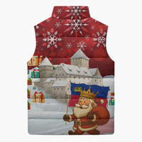 Liechtenstein Christmas Sleeveless Puffer Jacket with Santa Claus Castle Snowflakes and National Flag - Wonder Print Shop