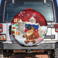 Liechtenstein Christmas Spare Tire Cover with Santa Claus Castle Snowflakes and National Flag - Wonder Print Shop
