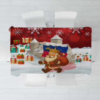 Liechtenstein Christmas Tablecloth with Santa Claus Castle Snowflakes and National Flag - Wonder Print Shop