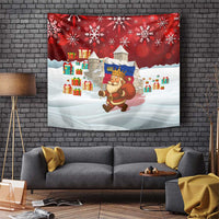 Liechtenstein Christmas Tapestry with Santa Claus Castle Snowflakes and National Flag - Wonder Print Shop