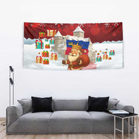 Liechtenstein Christmas Tapestry with Santa Claus Castle Snowflakes and National Flag - Wonder Print Shop
