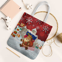 Liechtenstein Christmas Tote Bag with Santa Claus Castle Snowflakes and National Flag - Wonder Print Shop