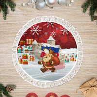 Liechtenstein Christmas Tree Skirt with Santa Claus Castle Snowflakes and National Flag - Wonder Print Shop