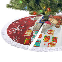 Liechtenstein Christmas Tree Skirt with Santa Claus Castle Snowflakes and National Flag - Wonder Print Shop