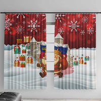 Liechtenstein Christmas Window Curtain with Santa Claus Castle Snowflakes and National Flag - Wonder Print Shop