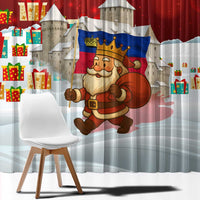 Liechtenstein Christmas Window Curtain with Santa Claus Castle Snowflakes and National Flag - Wonder Print Shop