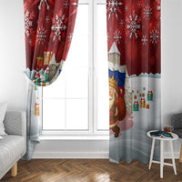 Liechtenstein Christmas Window Curtain with Santa Claus Castle Snowflakes and National Flag - Wonder Print Shop