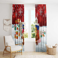 Liechtenstein Christmas Window Curtain with Santa Claus Castle Snowflakes and National Flag - Wonder Print Shop