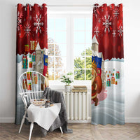 Liechtenstein Christmas Window Curtain with Santa Claus Castle Snowflakes and National Flag - Wonder Print Shop