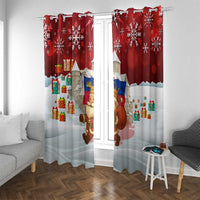 Liechtenstein Christmas Window Curtain with Santa Claus Castle Snowflakes and National Flag - Wonder Print Shop