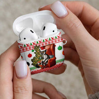 Madagascar Christmas AirPods Case with Lemur Santa Hat Holiday Tree and Festive Pattern - Wonder Print Shop