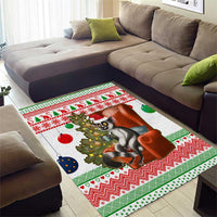 Madagascar Christmas Area Rug with Lemur Santa Hat Holiday Tree and Festive Pattern - Wonder Print Shop