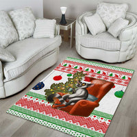 Madagascar Christmas Area Rug with Lemur Santa Hat Holiday Tree and Festive Pattern - Wonder Print Shop