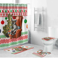Madagascar Christmas Bathroom Set with Lemur Santa Hat Holiday Tree and Festive Pattern - Wonder Print Shop