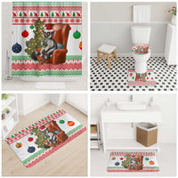 Madagascar Christmas Bathroom Set with Lemur Santa Hat Holiday Tree and Festive Pattern - Wonder Print Shop
