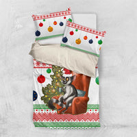 Madagascar Christmas Bedding Set with Lemur Santa Hat Holiday Tree and Festive Pattern - Wonder Print Shop