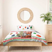 Madagascar Christmas Bedding Set with Lemur Santa Hat Holiday Tree and Festive Pattern - Wonder Print Shop