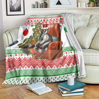 Madagascar Christmas Blanket with Lemur Santa Hat Holiday Tree and Festive Pattern - Wonder Print Shop