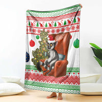 Madagascar Christmas Blanket with Lemur Santa Hat Holiday Tree and Festive Pattern - Wonder Print Shop