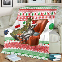 Madagascar Christmas Blanket with Lemur Santa Hat Holiday Tree and Festive Pattern - Wonder Print Shop
