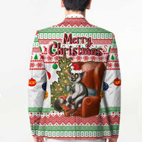 Madagascar Christmas Blazer with Lemur Santa Hat Holiday Tree and Festive Pattern - Wonder Print Shop