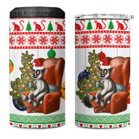 Madagascar Christmas 4 in 1 Can Cooler Tumbler with Lemur Santa Hat Holiday Tree and Festive Pattern - Wonder Print Shop