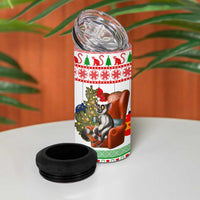 Madagascar Christmas 4 in 1 Can Cooler Tumbler with Lemur Santa Hat Holiday Tree and Festive Pattern - Wonder Print Shop
