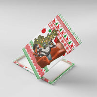 Madagascar Christmas Canvas Wall Art with Lemur Santa Hat Holiday Tree and Festive Pattern - Wonder Print Shop