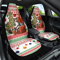 Madagascar Christmas Car Seat Cover with Lemur Santa Hat Holiday Tree and Festive Pattern - Wonder Print Shop