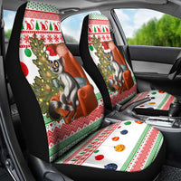 Madagascar Christmas Car Seat Cover with Lemur Santa Hat Holiday Tree and Festive Pattern - Wonder Print Shop